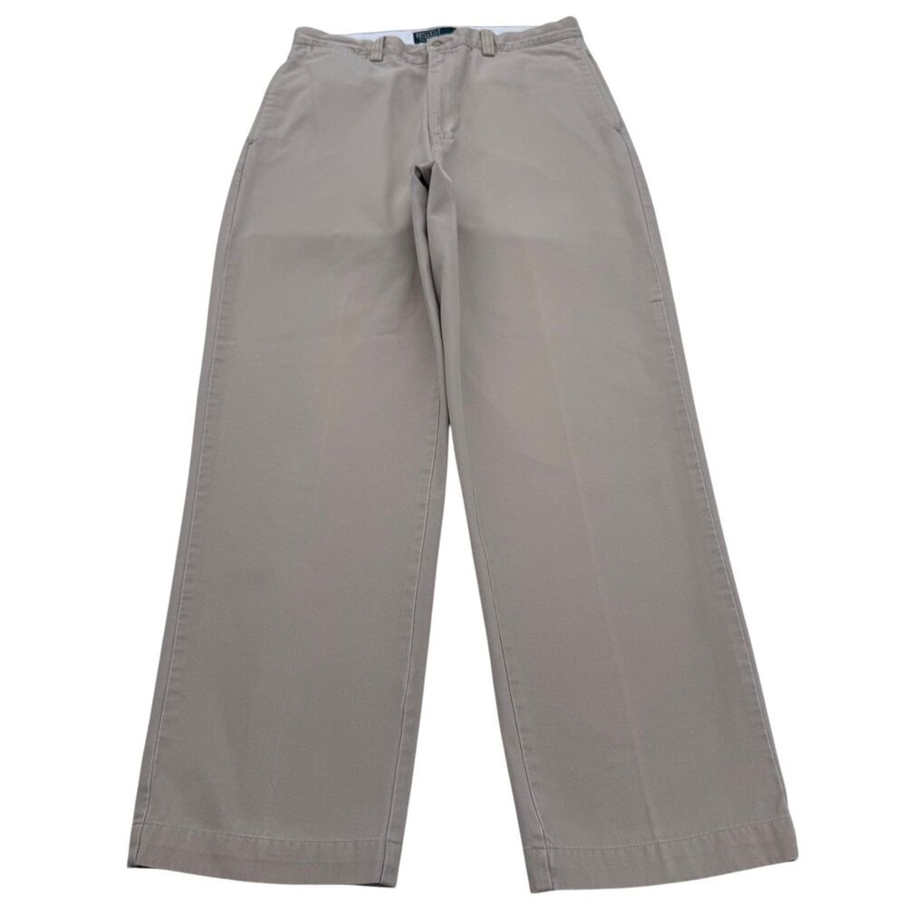 Vintage Polo Ralph Lauren Philip Pant Chinos 32x30 Khaki Wide Leg Flat Front